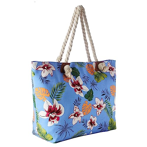 DonDon Strandtasche XXL Familie Badetasche Damen Beach bag groß mit Reißverschluss - Blumenpracht von DonDon