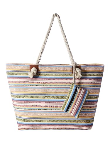DonDon große Strandtasche XXL mit Reißverschluss - Umhängetasche Damen - große Badetasche für Urlaub vielseitige Shopper Tasche Damen für Strand Urlaub Must Haves Beach bag - Monstera von DonDon