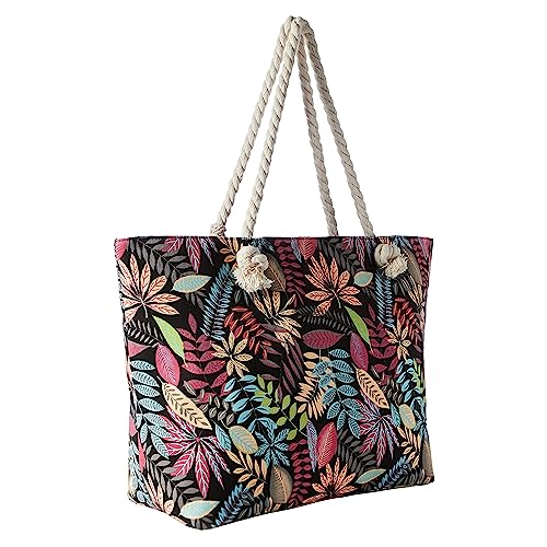 DonDon Strandtasche XXL Familie Badetasche Damen Beach bag groß mit Reißverschluss - Vintage Flower von DonDon