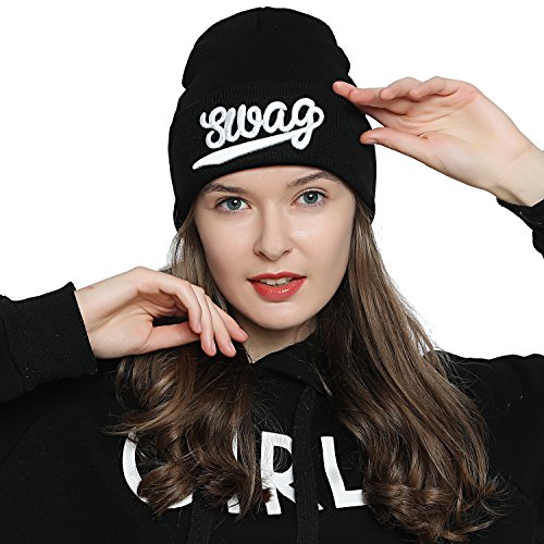 DonDon Mütze Damen Beanie Statement Wintermütze Swag von DonDon