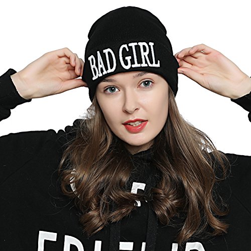 DonDon Mütze Damen Beanie Statement Wintermütze Bad Girl von DonDon