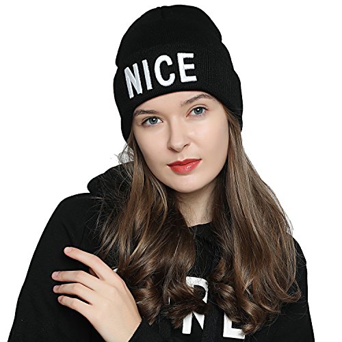 DonDon Mütze Damen Beanie Statement Wintermütze Nice von DonDon