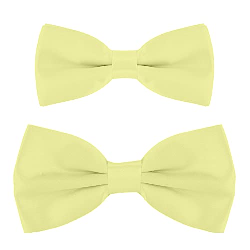 DonDon Vater-Sohn Fliegen Set im Partnerlook, bereits gebunden und verstellbar - Hellgelb von DonDon