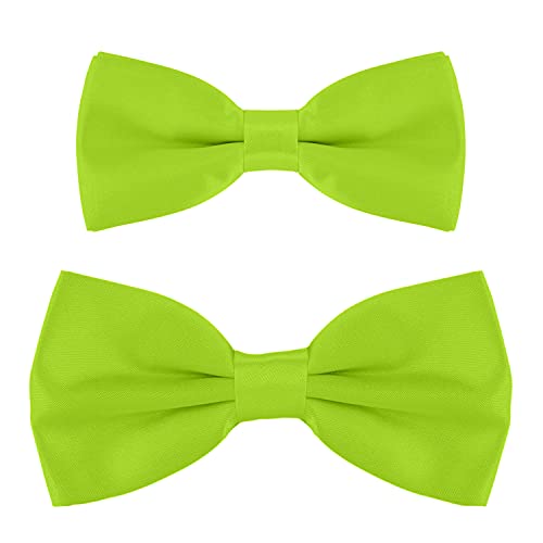 DonDon Vater-Sohn Fliegen Set im Partnerlook, bereits gebunden und verstellbar - Neongrün von DonDon