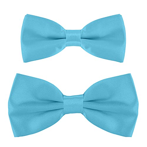 DonDon Vater-Sohn Fliegen Set im Partnerlook, bereits gebunden und verstellbar - Türkis von DonDon