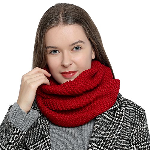 DonDon Loop Schal Damen Winter Schlauchschal Winterschal Rundschal weich und warm dunkelrot von DonDon