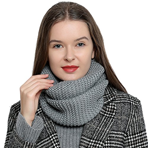 DonDon Loop Schal Damen Winter Schlauchschal Winterschal Rundschal weich und warm grau von DonDon