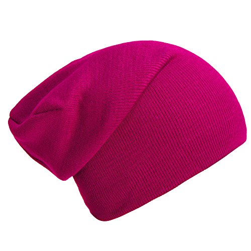 DonDon Mütze Herren Mütze Damen Wintermütze Slouch Beanie - Magenta von DonDon