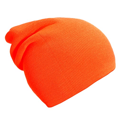 DonDon Mütze Herren Mütze Damen Wintermütze Slouch Beanie - Neonorange von DonDon