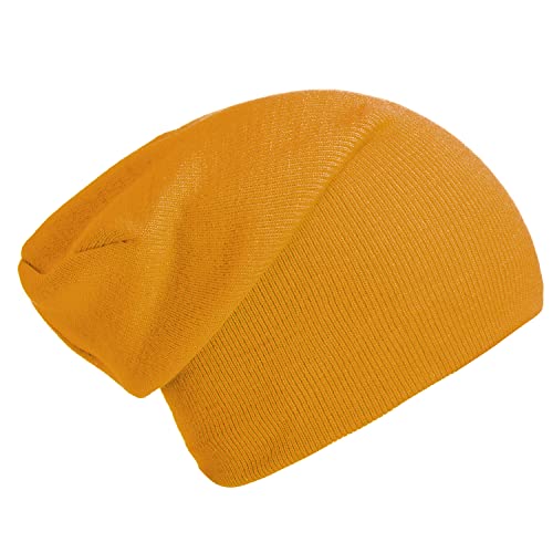 DonDon Mütze Herren Mütze Damen Wintermütze Slouch Beanie - Ockergelb von DonDon