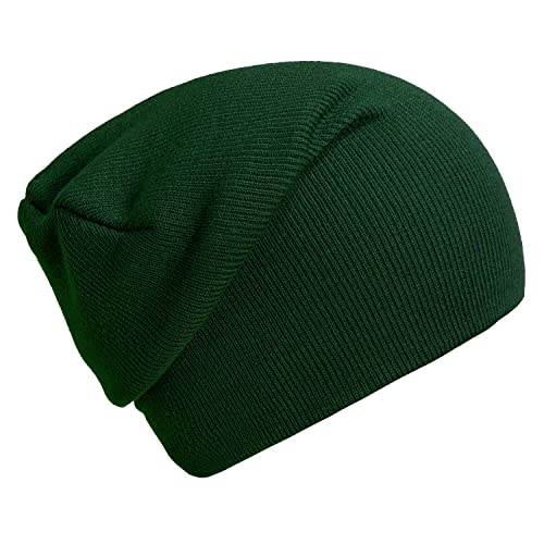 DonDon Mütze Herren Mütze Damen Wintermütze Slouch Beanie - Tannengrün von DonDon