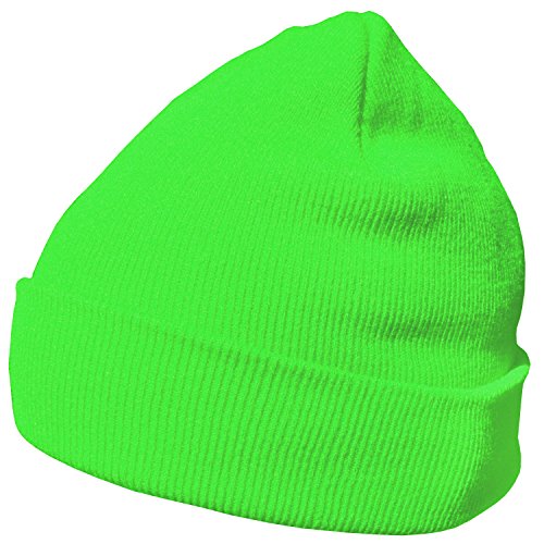 DonDon Mütze Herren Mütze Damen Wintermütze Beanie klassisches Design neongrün von DonDon