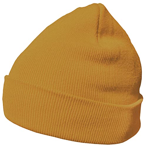 DonDon Mütze Herren Mütze Damen Wintermütze Beanie klassisches Design ockergelb von DonDon