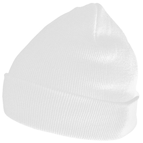 DonDon Mütze Herren Mütze Damen Wintermütze Beanie klassisches Design weiß von DonDon