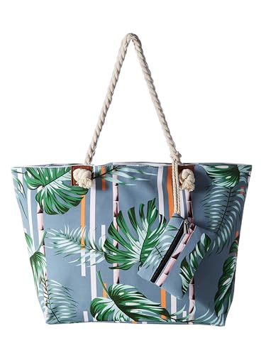 DonDon große Strandtasche XXL mit Reißverschluss - Umhängetasche Damen - große Badetasche für Urlaub vielseitige Shopper Tasche Damen für Strand Urlaub Must Haves Beach bag - Monstera von DonDon