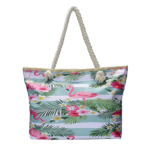 DonDon Strandtasche XXL Familie Badetasche Damen mit Reißverschluss Beach bag groß - Retro Hawaii von DonDon