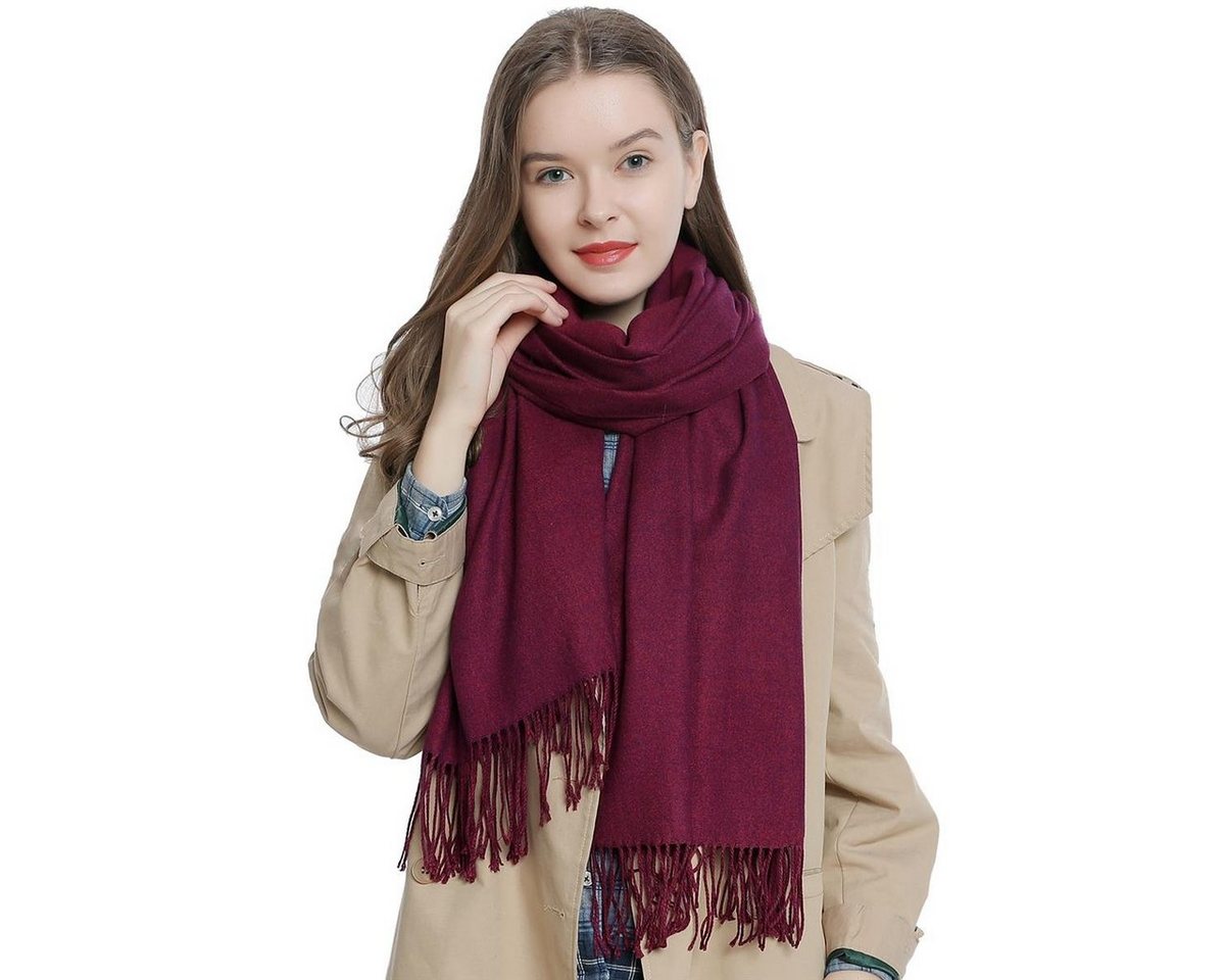 Schal Damen Schal einfarbig 185 x 65 cm, (1-St), Damenschal, kuschlig weich, mit Fransen, Feinstrick von DonDon