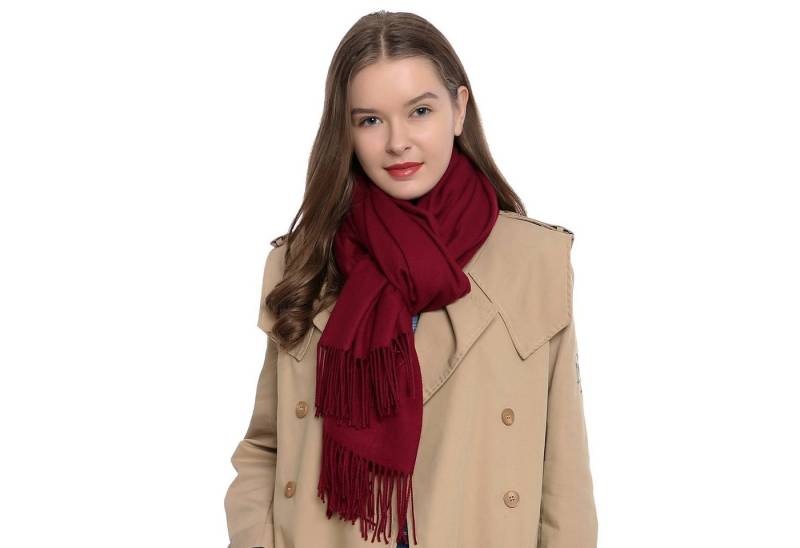 Schal Damen Schal einfarbig 185 x 65 cm, (1-St), Damenschal, kuschlig weich, mit Fransen, Feinstrick von DonDon