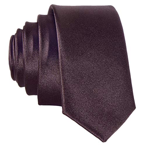 DonDon schmale braune Krawatte 5 cm glänzend von DonDon