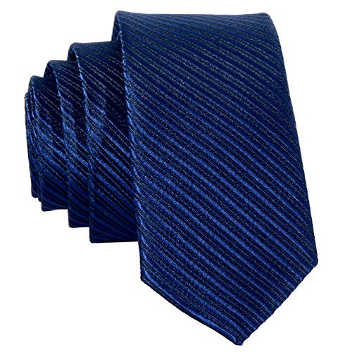 DonDon schmale marineblaue Krawatte 5 cm gestreift von DonDon