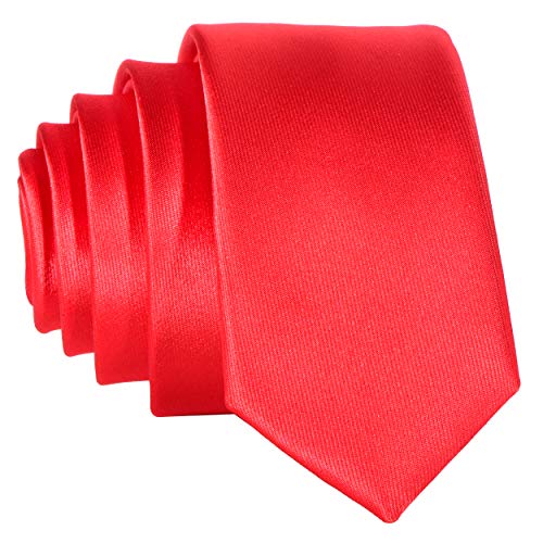 DonDon schmale rote Krawatte 5 cm glänzend von DonDon