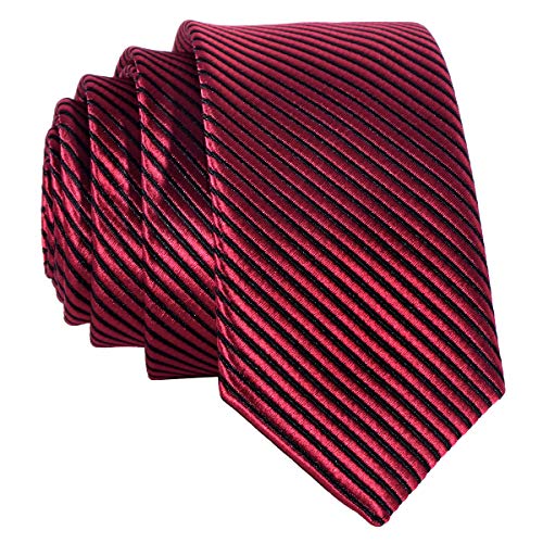 DonDon schmale rot schwarze Krawatte 5 cm gestreift von DonDon