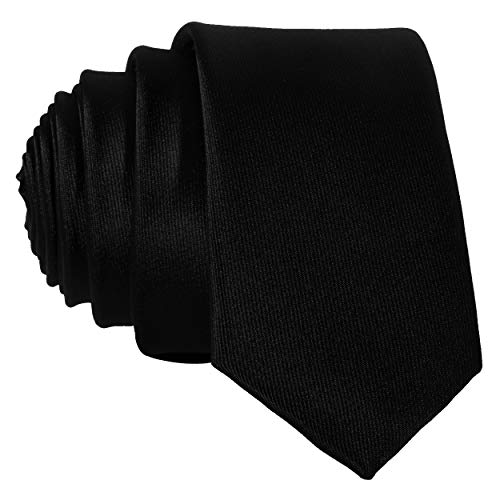 DonDon schmale schwarze Krawatte 5 cm glänzend von DonDon