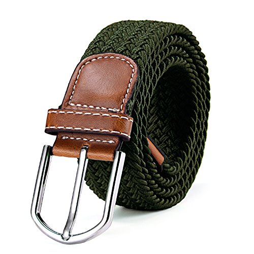 Stoffgürtel Stretchgürtel geflochten und elastisch Gürtel für Damen und Herren Länge 100 cm bis 130 cm olive von DonDon