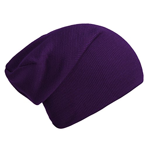 DonDon Mütze Herren Mütze Damen Wintermütze Slouch Beanie - Dunkellila von DonDon