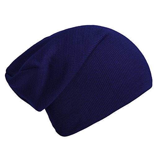 DonDon Mütze Herren Mütze Damen Wintermütze Slouch Beanie - Navyblau von DonDon