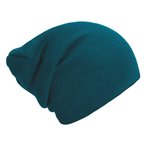 DonDon Mütze Herren Mütze Damen Wintermütze Slouch Beanie - Petrolgrün von DonDon