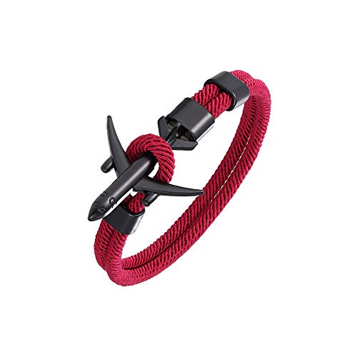 DonJordi Armband Flugzeug Weinrot (schwarzes Flugzeug) 21 cm Länge von DonJordi