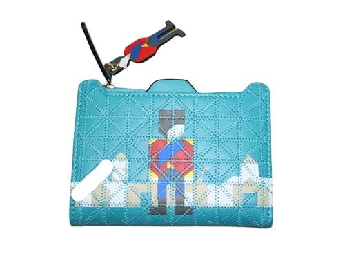 DONREGALOWEB DRW Damen-Geldbörse in grünblau, verziert mit britischen Motiven mit bestickten Dreiecken, Himmelblau, 13.5x10 cm, Modern von DonRegaloWeb