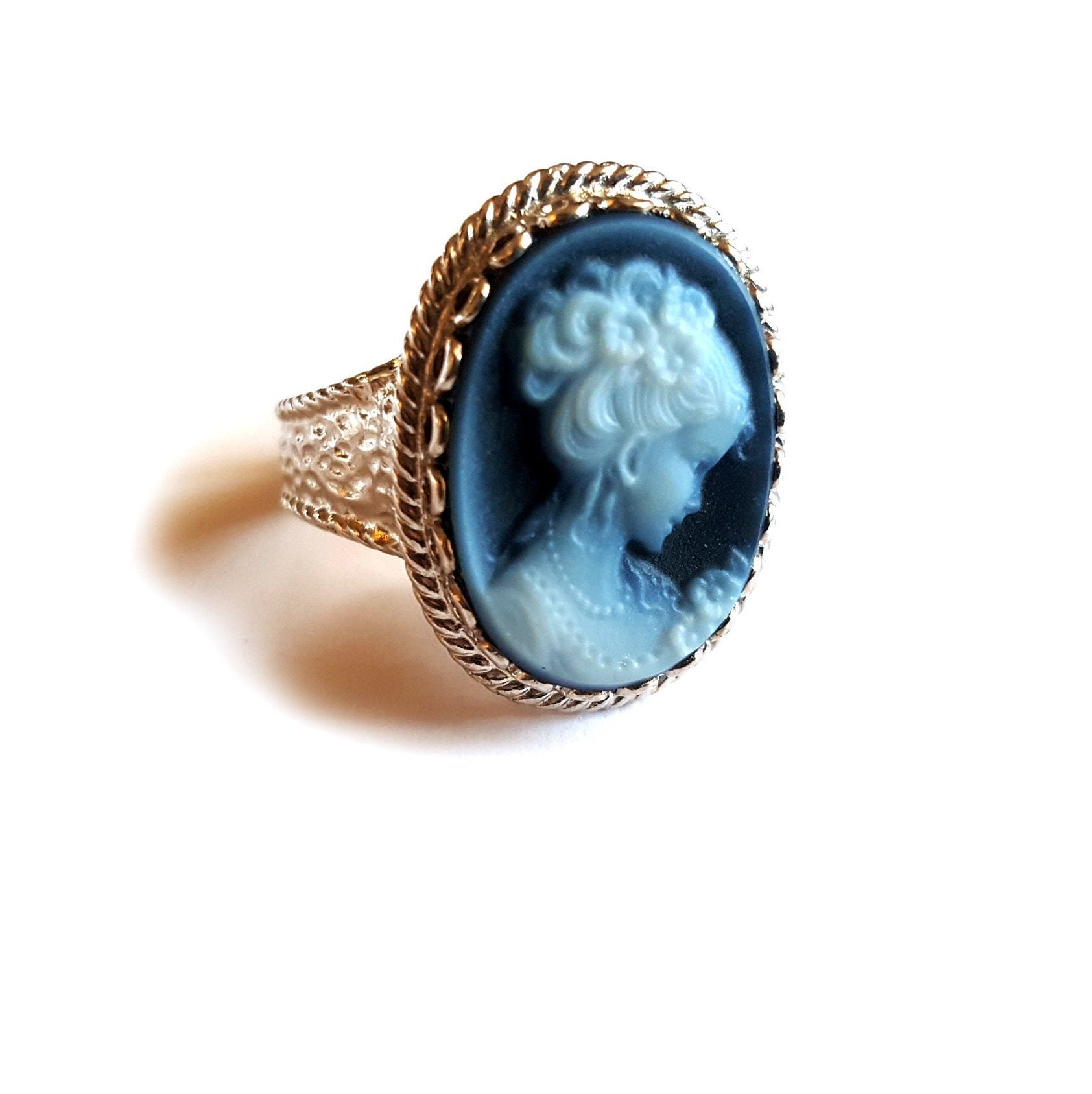 Cammeo Blu Anello Lady Profilo Italiano Gioielli Donadio Achat Pietra Cammei Bague Camée Камея Корцо カメオリング Anillo Camafeo von DonadioCameo