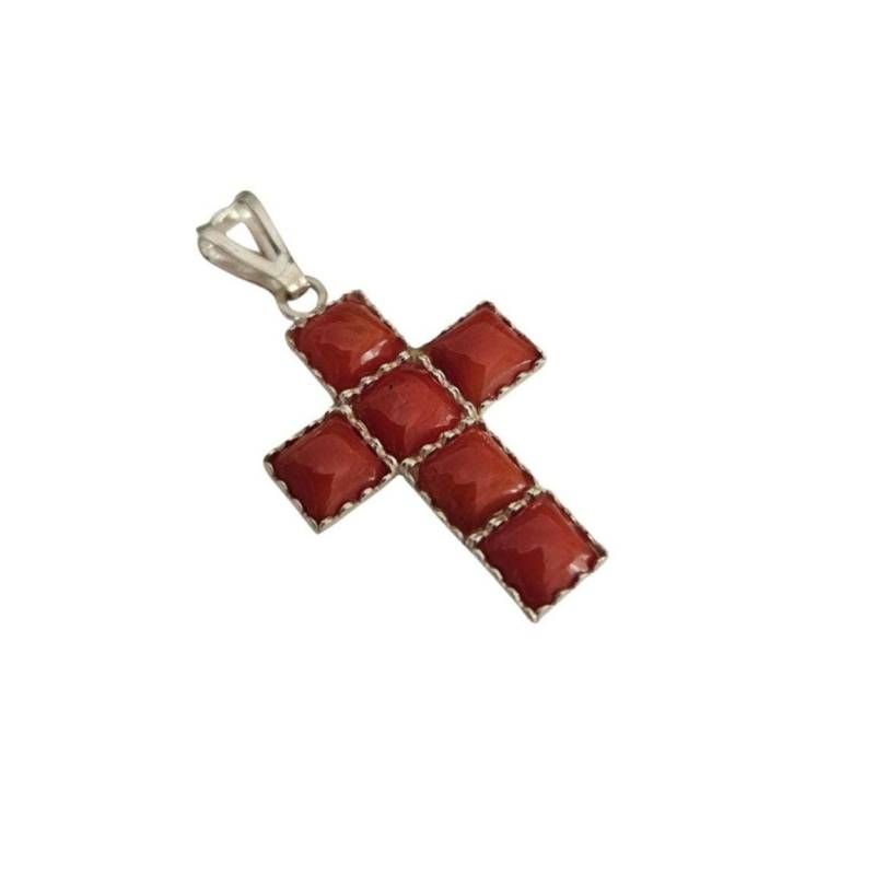 Pendente Croce Di Corallo Rosso Italiano Cameo 925 Sterling Argento Pendente Croce Di Corallo Rosso Italiano Cameo 925 Sterling Argento von DonadioCameo