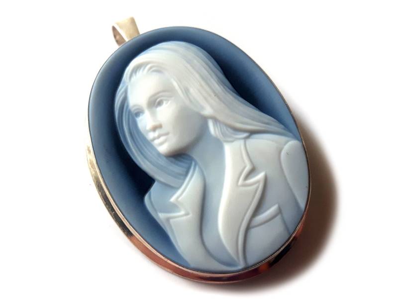 Blauer Achat Cameo Brosche Anhaenger Handgemachte Sterling Silber Schmuck von DonadioCameo