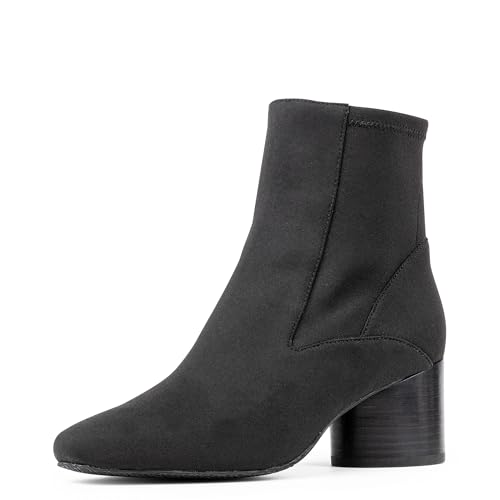 Donald Pliner Damen GAIGE Heeled Ankle Booties - 5.1 cm Stacked Block Heel Zip Closure Ankle Boots Fashion Women Boot, Schwarz - Kreppgummi, 41 EU von Donald J Pliner