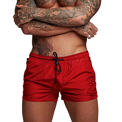 Donason Badehose Herren Schnelltrocknend Badeshorts für Herren Sporthose Laufshorts Männer Sport Kurze Hose Schwimmhose mit Mesh-Futter und Reißverschluss Taschen von Donason