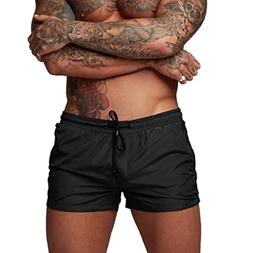 Donason Badehose Herren Schnelltrocknend Badeshorts für Herren Sporthose Laufshorts Männer Sport Kurze Hose Schwimmhose mit Mesh-Futter und Reißverschluss Taschen von Donason