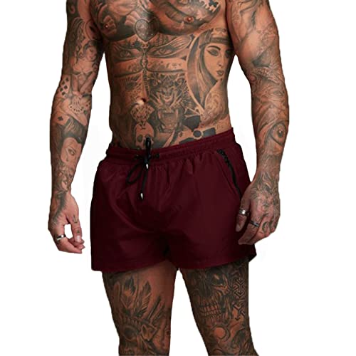 Donason Badehose Herren Schnelltrocknend Badeshorts für Herren Sporthose Laufshorts Männer Sport Kurze Hose Schwimmhose mit Mesh-Futter und Reißverschluss Taschen von Donason