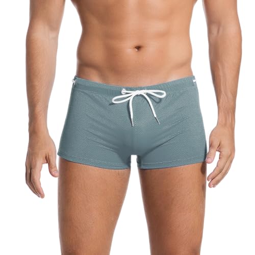 Donason Herren Badehose Schnelltrocknend Kurz Schwimmhose Eng Atmungsaktiv Sommer Badeshorts für Männer Elastisch Kurze Hose mit Tunnelzug und Weiches Vorderfutter von Donason