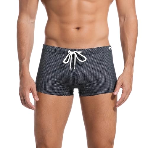 Donason Herren Badehose Schnelltrocknend Kurz Schwimmhose Eng Atmungsaktiv Sommer Badeshorts für Männer Elastisch Kurze Hose mit Tunnelzug und Weiches Vorderfutter von Donason