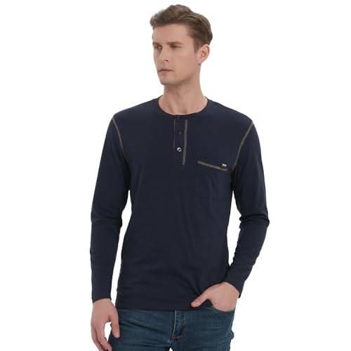Donason Herren Henley Shirt Langarm Slim Fit T-Shirt Casual Baumwolle Langarmshirt mit Knopfleiste Longsleeve Basic Pullover für Männer Donason Herren Henley Shirt Langarm Slim Fit T-Shirt Casual Baumwolle Langarmshirt mit Knopfleiste Longsleeve Basic Pullover für Männer von Donason