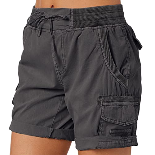 Damen Shorts Bermuda Sommer Casual Kurze Hose Shorts für den Strand Sweatpants Sommerhose Tunnelzug Elastische Stoffhose Hotpants Baumwolle Leinen Strand Shorts mit Taschen von Donasty