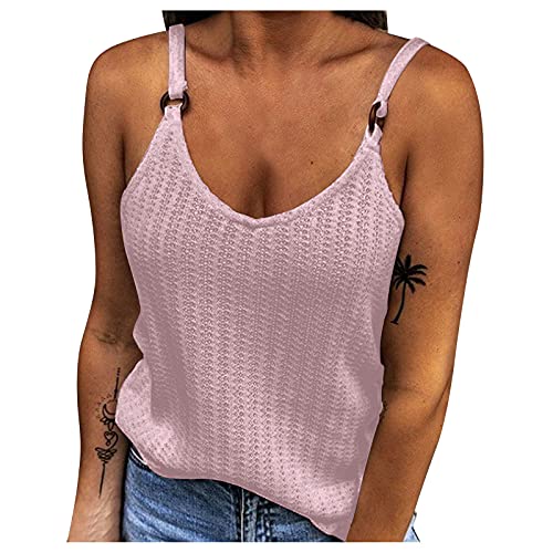 Donasty Top Damen Sommer Sexy Ärmellos Shirt Crop Tops Damen Mode V-Ausschnitt Bluse Mode Camisole Tank Damen Tops Damen T-Shirt Damen Tank Tops Sommer Oberteile Shirts Einfarbig Basic Tops von Donasty