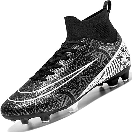 Donbest Fußballschuhe Herren Kunstrasen Fussballschuhe Kinder Jungen Stollen Spikes Cleats Outdoor Sport Football Schuhe Professionelle Trainingsschuhe Fg/Ag,Black EU34 von Donbest