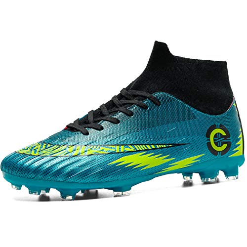 Donbest Fußballschuhe Herren High Top Stollen Spikes Cleats Trainingsschuhe Professionelle Fussballschuhe Outdoor Sport Football Schuhe,EU40,Blau von Donbest