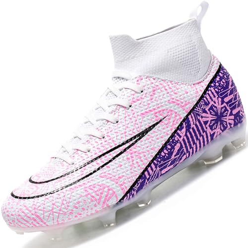 Donbest Fußballschuhe Herren Kunstrasen Fussballschuhe Kinder Jungen Stollen Spikes Cleats Outdoor Sport Football Schuhe Professionelle Trainingsschuhe Fg Ag,Pink EU32 von Donbest