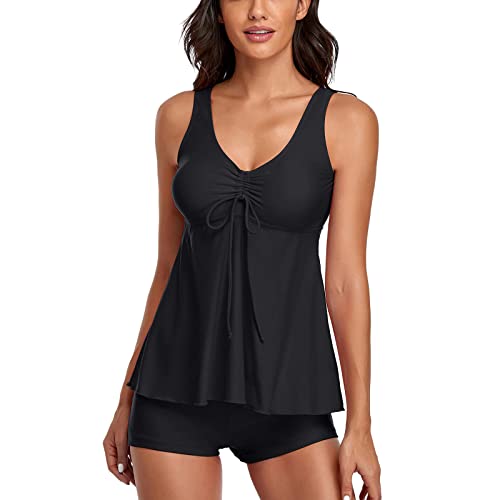 2022 Sexy Tankini-Set für Damen, zweiteiliger Badeanzug in Übergröße, Badeanzug, Sommer, weiblich, Strandmode, Damen-Badeanzug, Schwarz, Größe L Badeanzug Zweiteiliger Badeanzug von DondPO