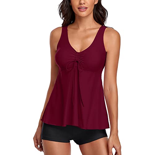 2022 Sexy Tankini-Set für Damen, zweiteiliger Badeanzug in Übergröße, Badeanzug, Sommer, weiblich, Strandmode, Damen-Badeanzug, Schwarz, Größe L Badeanzug Zweiteiliger Badeanzug von DondPO